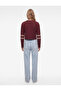 Comfortable Fit Stripe Detailed Cotton Printed Crew Neck Long Sleeve T-Shirt - 3