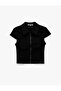 Slim Fit Zipper Detailed Short Sleeve Shirt - 5