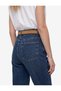 Belted High Waist Slim Fit Straight Leg Cotton Denim Trousers - Mom Slim Jean - 5
