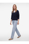 Long Sleeve Ribbed V-Neck Basic Knit Sweater - 3