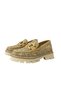 Women's Loafer Shoes / Masculine Style Tweed Fabric / Buckle Detail / Thick Sole / Embroidered Chanel Caramel Color / D25Ya-3770Z - 5
