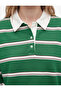 Comfortable Fit Cotton Ribbed Buttoned Polo Collar Striped Sweatshirt - 5
