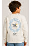 Boy's Ecru Sweatshirt with Stay True Text Pattern on the Front and Back - 2