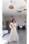Beige Belted Long Sleeve Basic Dress - 2