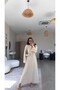 Beige Belted Long Sleeve Basic Dress