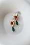 Brand Earrings, Gold Green Burgundy Stylish Earrings - 2