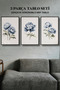 3-Piece Black Frame Look Blue Flowers Painting Set Wall Decor for Living Room Living Bedroom Kitchen