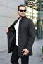 Men's Anthracite Slim Mock Neck Cashmere Coat