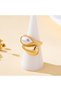 Gold-color Women's Fashion Single Ring, Simple and Elegant Geometric Teardrop-Shaped Faux Pearl Ring - 4