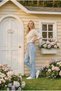 Wide Leg Lycra Snow Washing Wide Leg Jeans Women's Trousers, Blue Snow Washing Women, Palazzo Jeans - 3