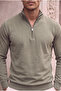 Lars Selanik Knitted Fabric Half Zipper Men's Sweatshirt - Khaki - 2