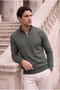 Lars Thessaloniki Knitted Fabric Half Zipper Men's Sweatshirt - Pine Green - 3