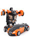 Orange One Click Automatic Collision Deformation Robot Boy Gift Dual Form Toy Car Father Son Interac