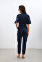 Women's Batwing Sleeve Denim Jumpsuit Rins - 7