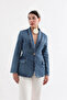 Women's Long-Sleeve Single-Button Denim Jacket Blue - 4