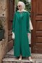 Emerald Green Suit with Stone Detail Linen Dress - 3