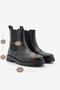 Women's Genuine Leather Elastic Side Strap Casual Boots Yestin Black - 8