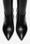 Women's Black Shiny Pointed Toe Thin Heeled Boots - 5