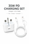 طقم شاحن سريع 35 واط PD USB‑C، قابس بريطاني قابل للطي مع كابل USB‑C إلى Lightning 2‑in‑1 لهواتف iPhone وAndroid
