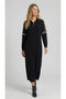 Black Women's Dress with Stone Detail on the Shoulders and Sleeves, Fermur Collar, Plus Size - 8