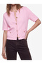Pocketed Metal Decorated Buttoned Crew Neck Short Sleeve Knitwear Cardigan - 4