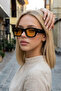 Marcos Unisex New Season Black Orange Popular Square Sunglasses - 3
