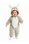 Sweet Rabbit Patterned Welsoft Baby Romper Hooded Plush Zippered Winter Unisex Baby Romper - 3
