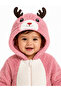 Sweet Deer Patterned Welsoft Baby Romper Hooded Plush Zippered Winter Unisex Baby Romper - 5