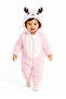 Sweet Deer Patterned Welsoft Baby Romper Hooded Plush Zippered Winter Unisex Baby Romper - 2
