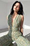 Boho Tie Design Viscose Wide Sides Short Spanish Leg Summer Holiday Beach Long Bohemian Jumpsuit Mint - 9