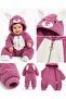 Sweet Rabbit Patterned Welsoft Baby Romper Hooded Plush Zippered Winter Unisex Baby Romper - 5