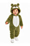 Sweet Teddy Bear Patterned Welsoft Plush Hooded Zippered Winter Unisex Baby Romper - 2