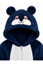 Sweet Teddy Bear Patterned Welsoft Plush Hooded Zippered Winter Unisex Baby Romper - 4