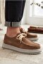 Rover Genuine Suede Leather Men's Beige Saddle Stitched Comfortable Thick Sole Daily Casual Loafers