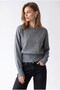 6988 Women's Asymmetrical Rib Cut Boat Neck Knitwear Sweater Anthracite - 4