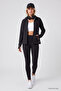 Black Zippered Mock Neck Basic Comfortable Form Women's Running Jacket - 97310 - 2
