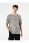 Striped Batik Patterned Cotton Short Sleeve Crew Neck Oversize T-Shirt - 2