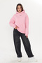 Women's Oversize Sweatshirt Hoodie Active & Refined 3D Printed Pink – Hooded, 3 Thread Fleece, with Pockets - 2