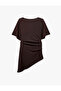 Slim Fit Short Sleeve Crew Neck Draped Asymmetrical Long T-Shirt - 6