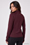 Claret Red Zippered Mock Neck Basic Comfortable Form Women's Running Jacket - 97310 - 6