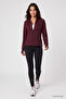 Claret Red Zippered Mock Neck Basic Comfortable Form Women's Running Jacket - 97310 - 5