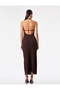 Draped Fabric Halter Neck Midi Dress with Open Back and Halter Collar - 4