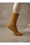 Women's Socket Seamless Wool Socks Fo 8003 Mustard 58% Recyclable Wool Blend, Toe Seamless, Warm and Soft Winter Socks
