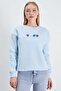 3 Thread Teddy Bear Embroidered Oversize Sweatshirt with Stopper - 2