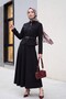 Diagonal Suit with Front Zipper Pocket Detail and Belted Skirt - Black - 4