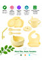 Silicone Feeding Set Vacuumed Silicone Food Plate, Food Bowl, Bib, Spoon, Cup with Straw, Spoon