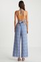 Linen Blended Blue Patterned Bustier - 8