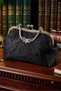 French Case Lace Embroidered Black Stylish and High-Quality Handbag and Women's Shoulder Bag Evening Dress Bag - 2