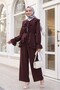 Lace-Up Front, Fold-Over Collar, Elasticated Sleeves, Lined Pants, Cupra Suit - Plum