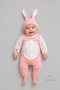 Rabbit Ear Newborn Romper Set 100% Cotton Adjustable Pompom Unisex Baby Romper Hat Set - 7